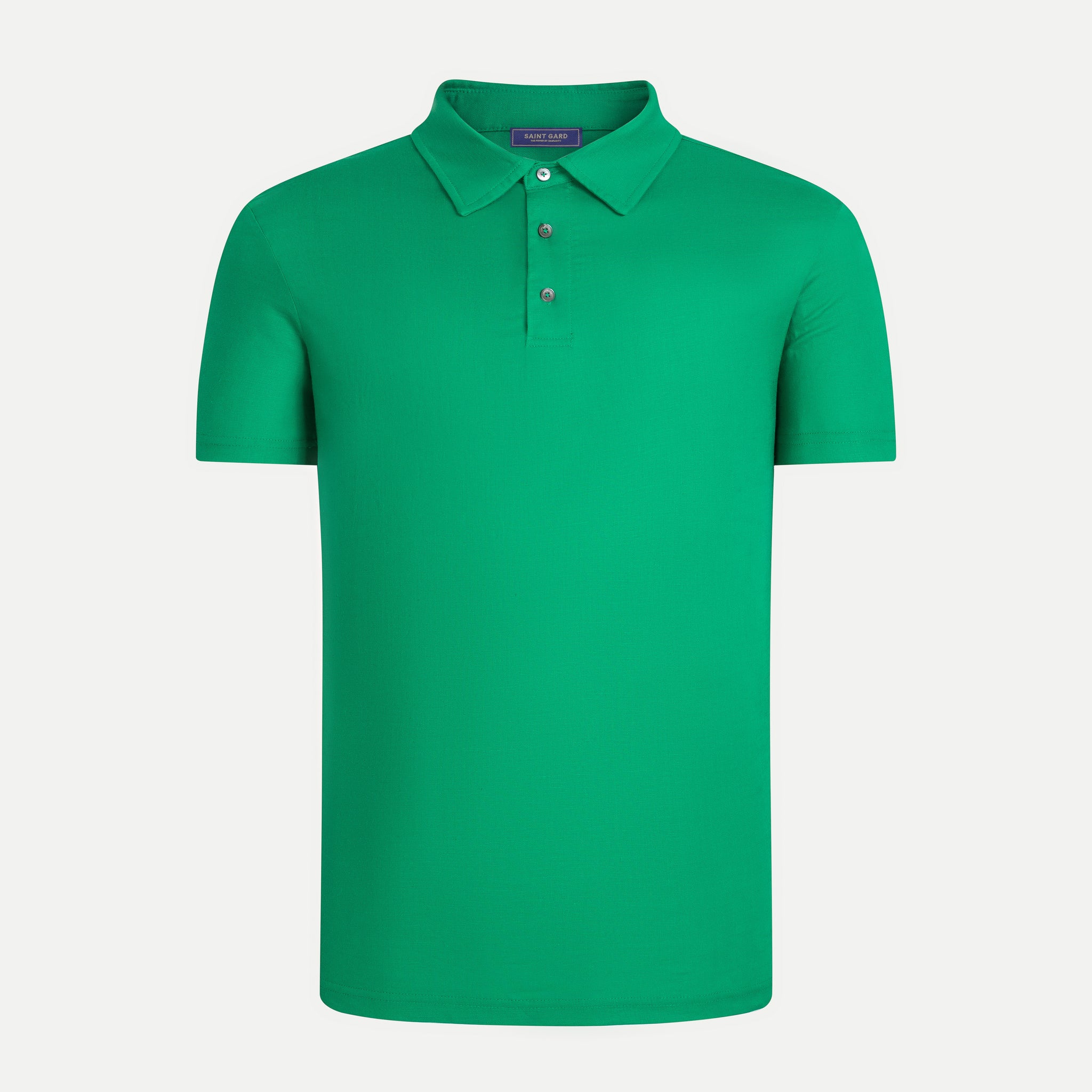 Áo polo tencel phối khuy khảm trai
