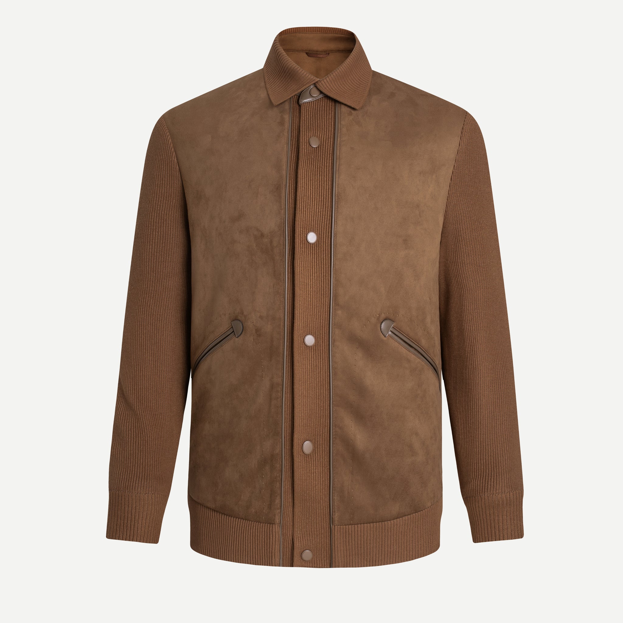 Áo khoác da lộn phối len