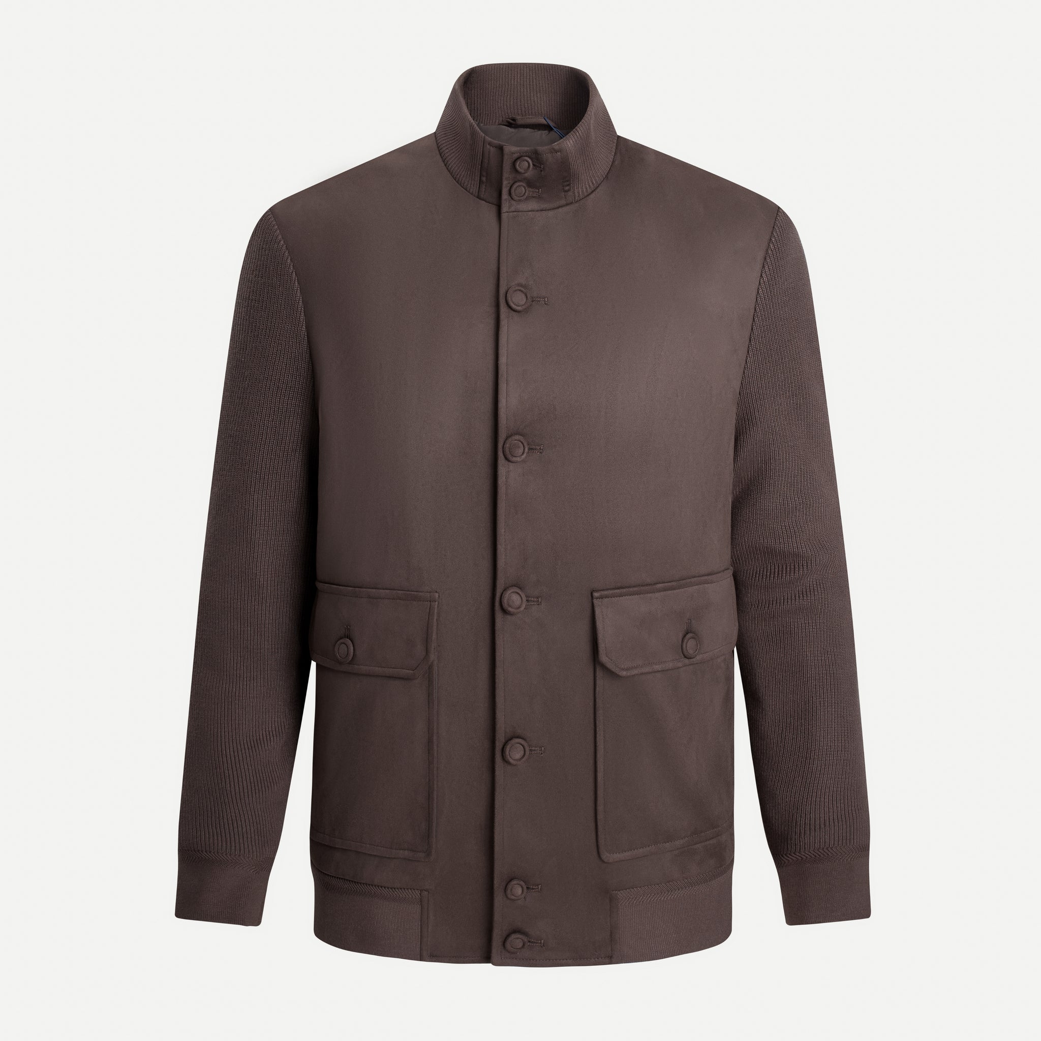 Áo khoác da lộn phối len